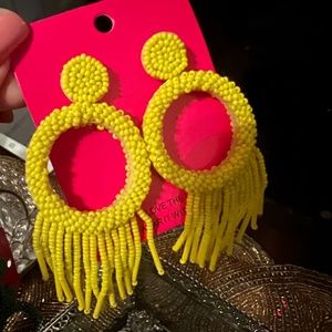 Beaded yellow statement earrings